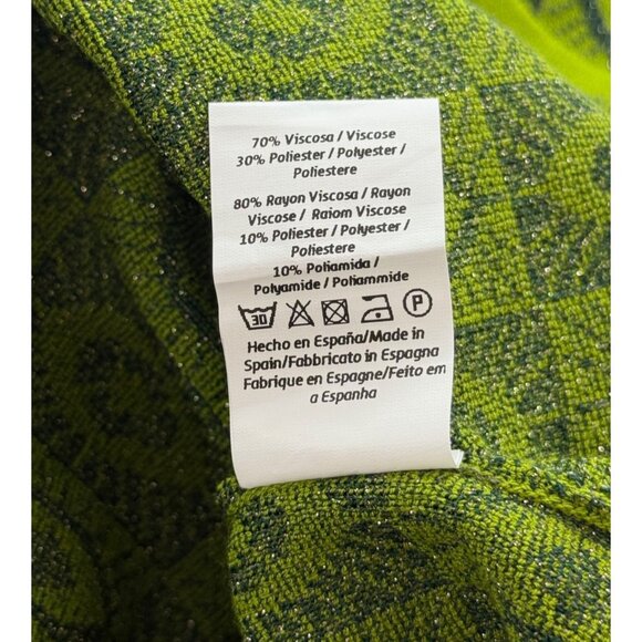 Pisonero Knit Top 3/4 Sleeves Artsy Abstract Green Blue Metallic Thread Size XS - Picture 10 of 11